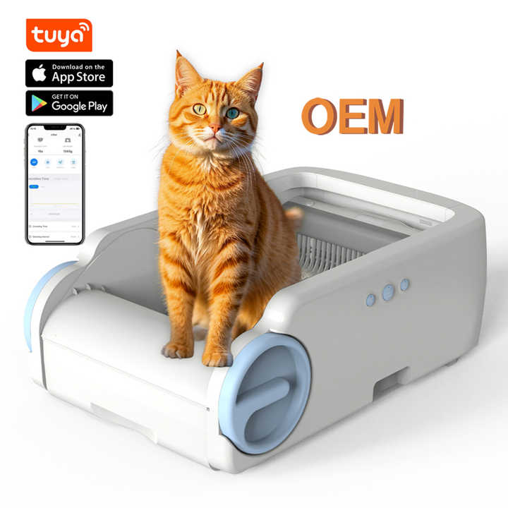 Bac à litière autonettoyant pour chat à toit ouvert avec contrôle par application